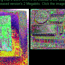 Glitched pictures of the inside of a NES cartridge